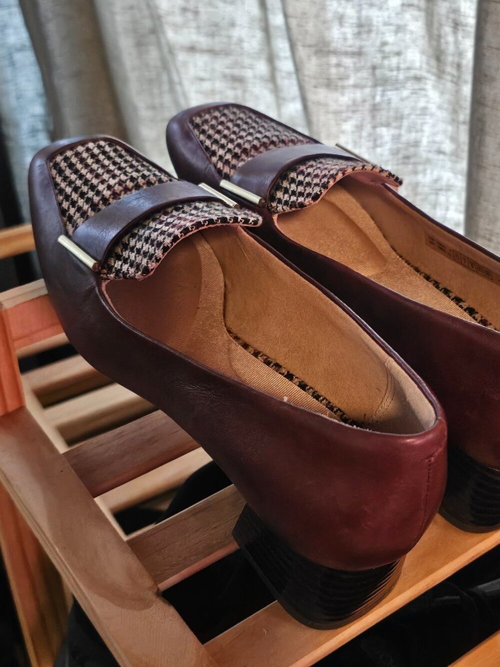 Rockport Women's Burgundy and Houndstooth Slip-On Loafers - Picture 4 of 6